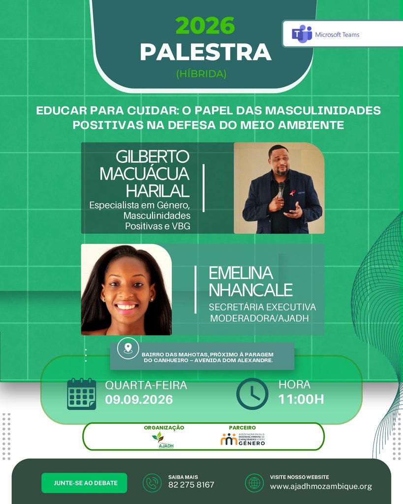 CONVITE PARA PALESTRA (HÍBRIDA): “EDUCAR PARA CUIDAR – O PAPEL DAS MASCULINIDADES POSITIVAS NA DEFESA DO MEIO AMBIENTE”